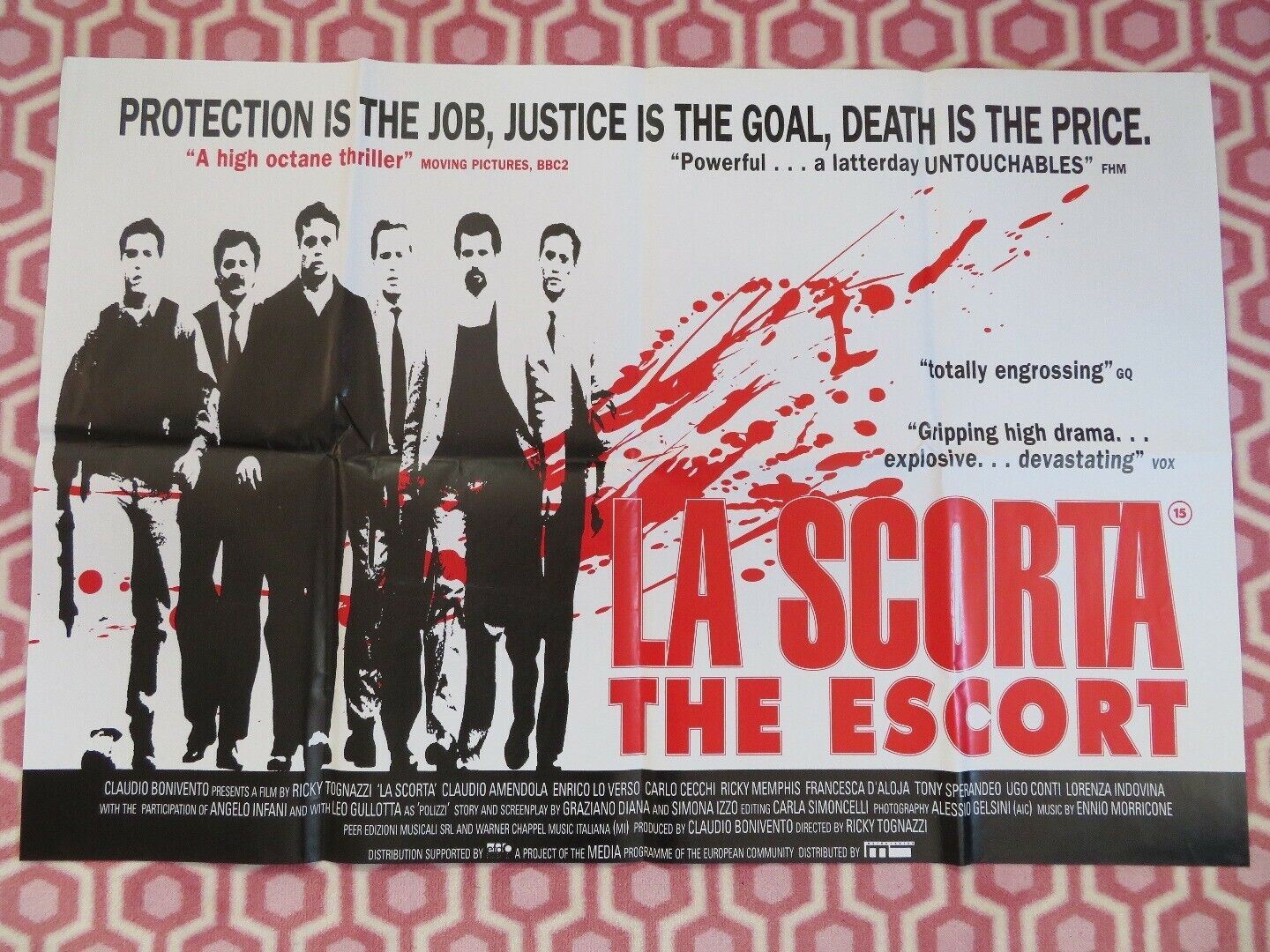 LA SCORTA THE ESCORT UK ORIGINAL QUAD POSTER ITALIAN RICKY TOGNAZZI E  MORRICONE