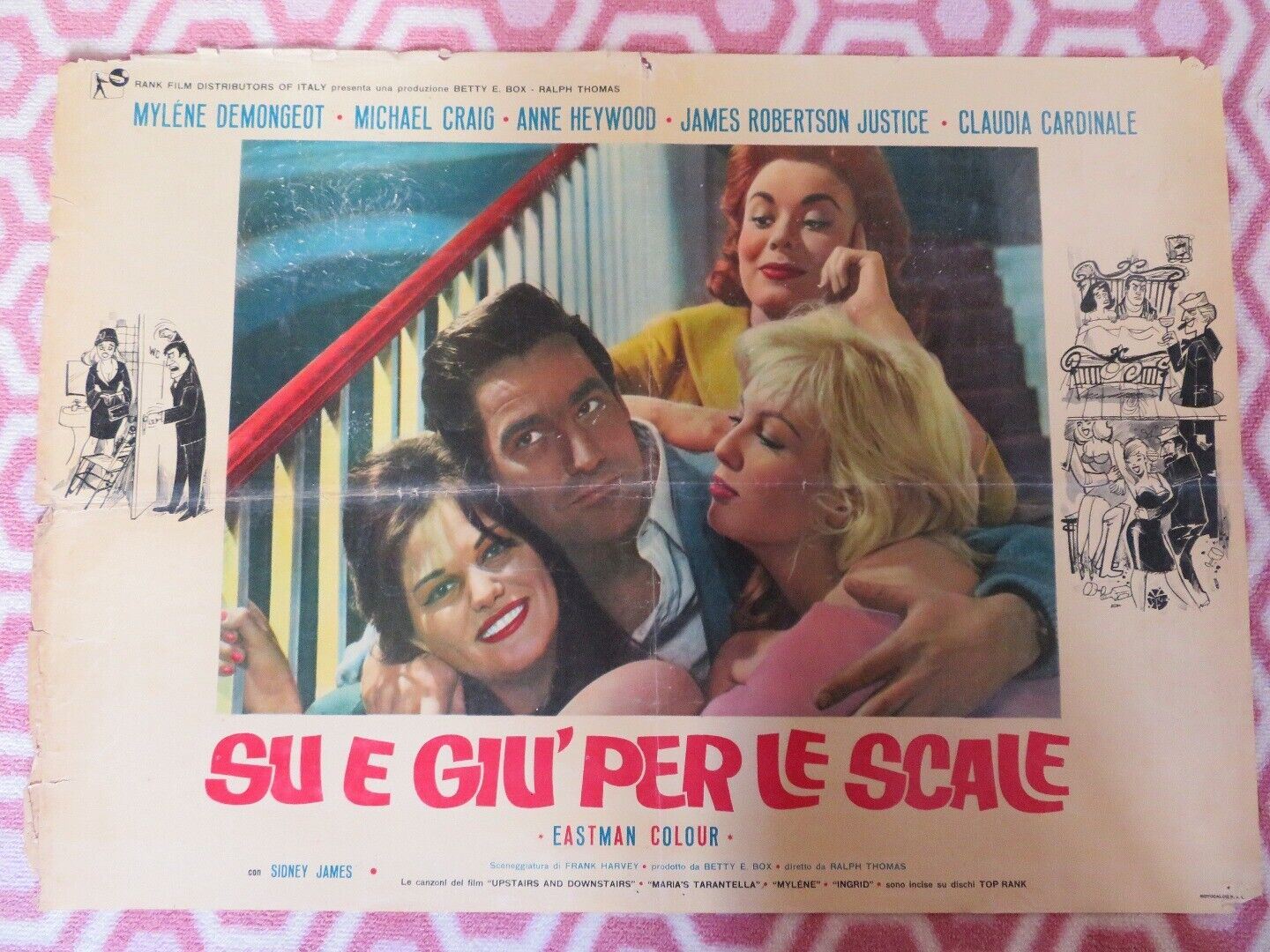 SU E GIU' PER LE SCALE/ Upstairs and Downstairs ITALIAN PHOTOBUSTA POSTER  1959