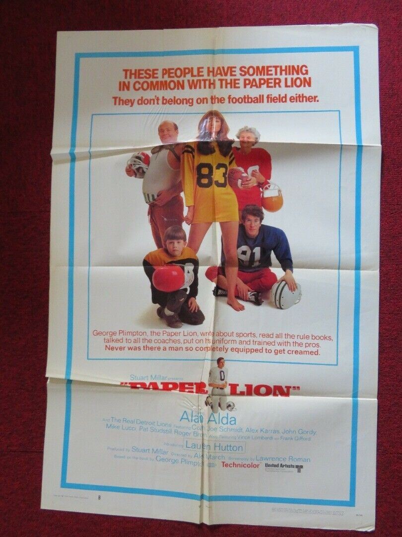 PAPER LION/ ORIG. U.S. ONE SHEET MOVIE POSTER B (ALAN ALDA/DETROIT