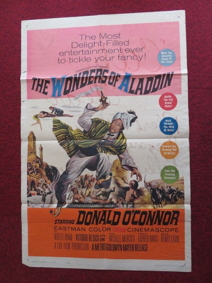 THE WONDERS OF ALADDIN FOLDED US ONE SHEET POSTER DONALD O CONNOR 1961