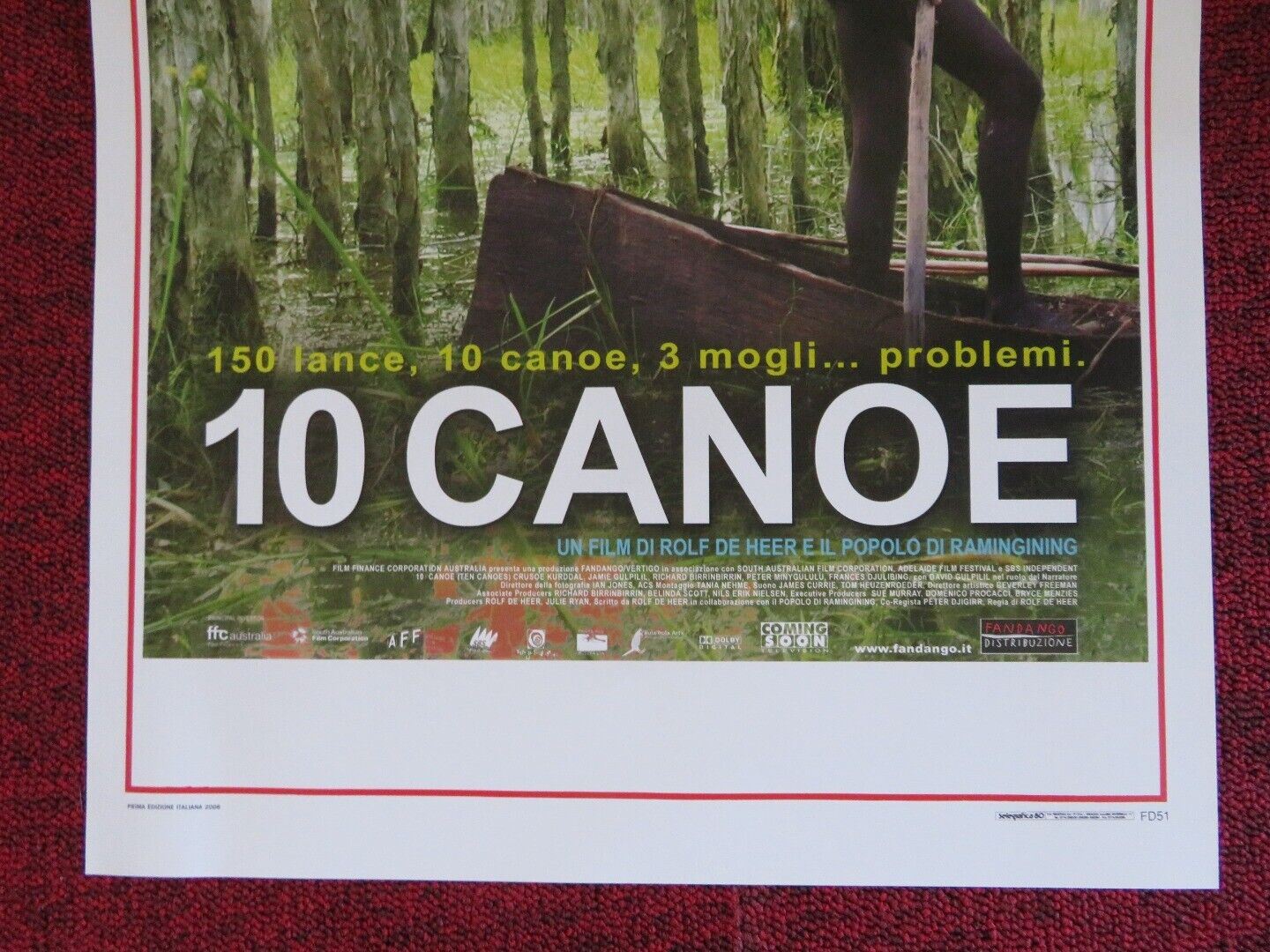 10 CANOE / TEN CANOES ITALIAN LOCANDINA (27.5"x13") POSTER ROLF DE HEER 2006 - Rendezvous Cinema