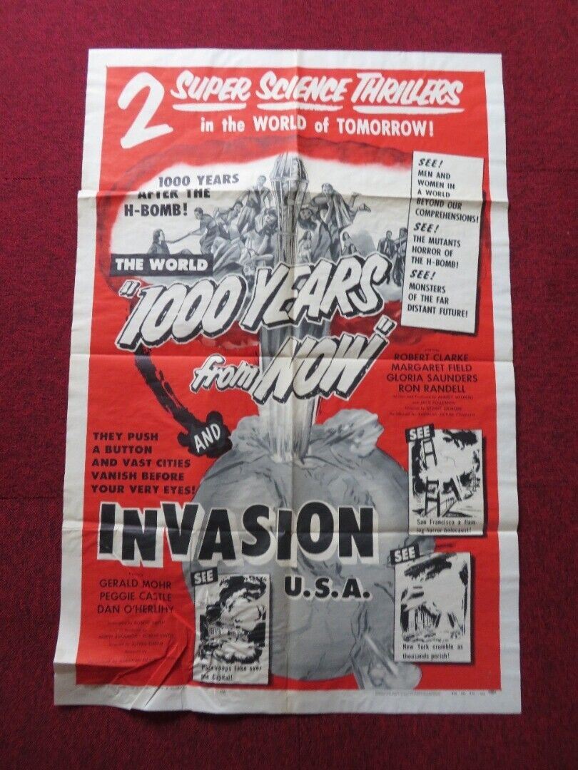 1000 YEARS FROM NOW / INVASION U.S.A. FOLDED US ONE SHEET POSTER 1956 R. CLARKE - Rendezvous Cinema