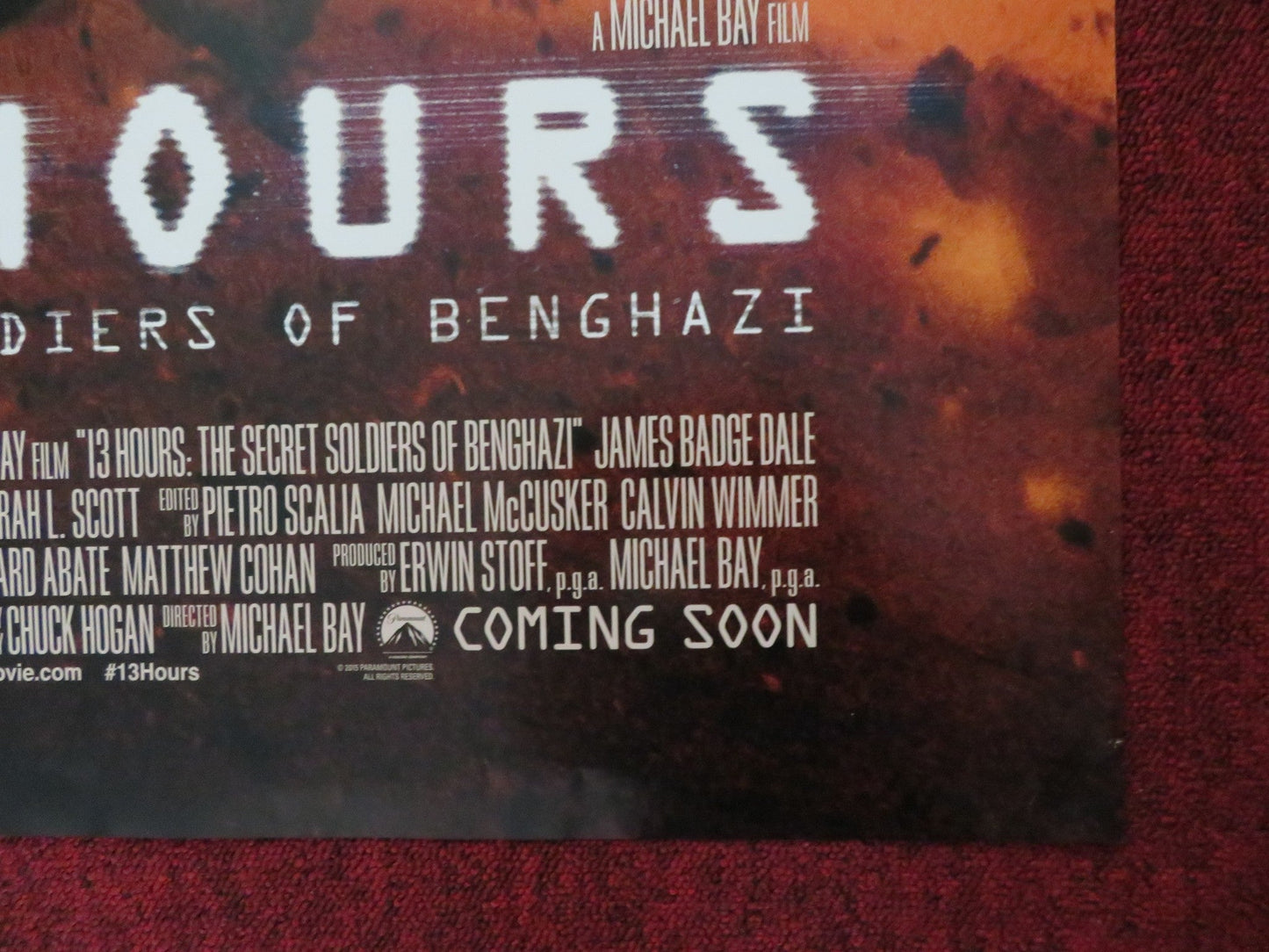 13 HOURS UK ONE SHEET ROLLED POSTER JOHN KRASINSKI JAMES BADGE DALE 2016 - Rendezvous Cinema