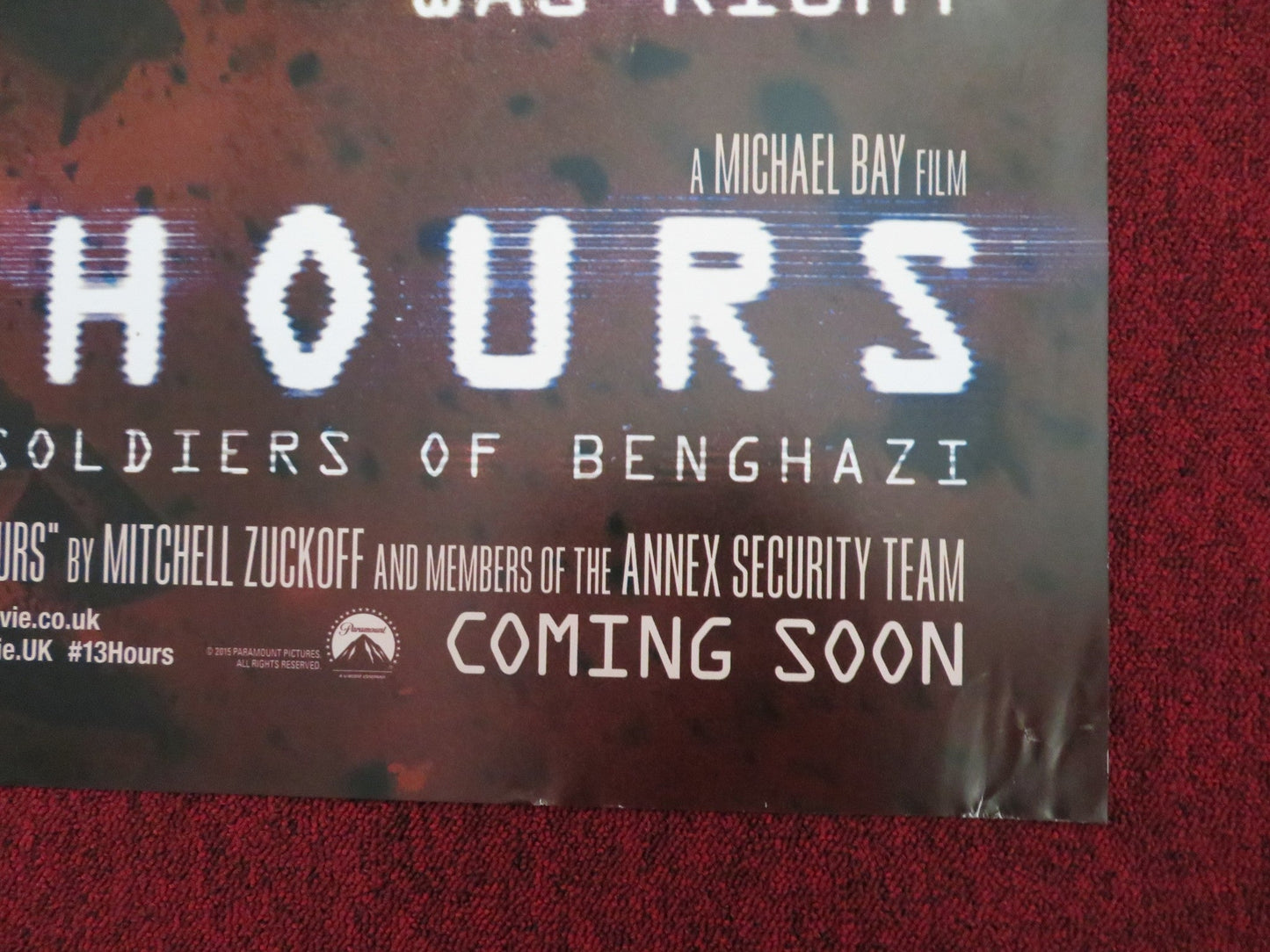 13 HOURS UK QUAD (30"x 40") ROLLED POSTER JOHN KRASINSKI JAMES BADGE DALE 2016 - Rendezvous Cinema