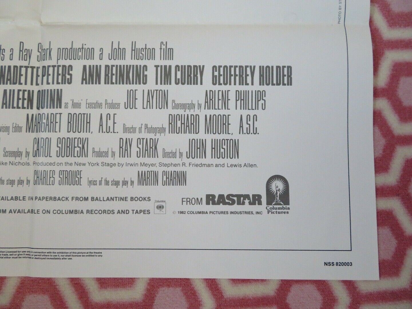 ANNIE US ONE SHEET POSTER TIM CURRY ALBERT FINNEY EDWARD HERRMANN '82