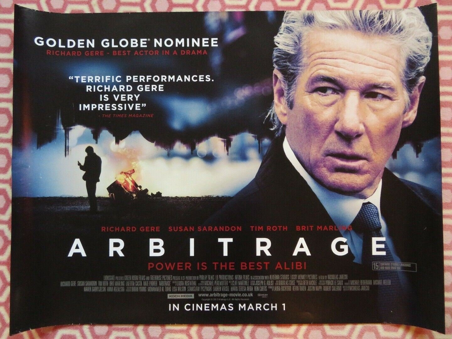 ARBITRAGE QUAD (30"x 40") ROLLED POSTER RICHARD GERE SUSAN SARANDON TIM ROTH '12