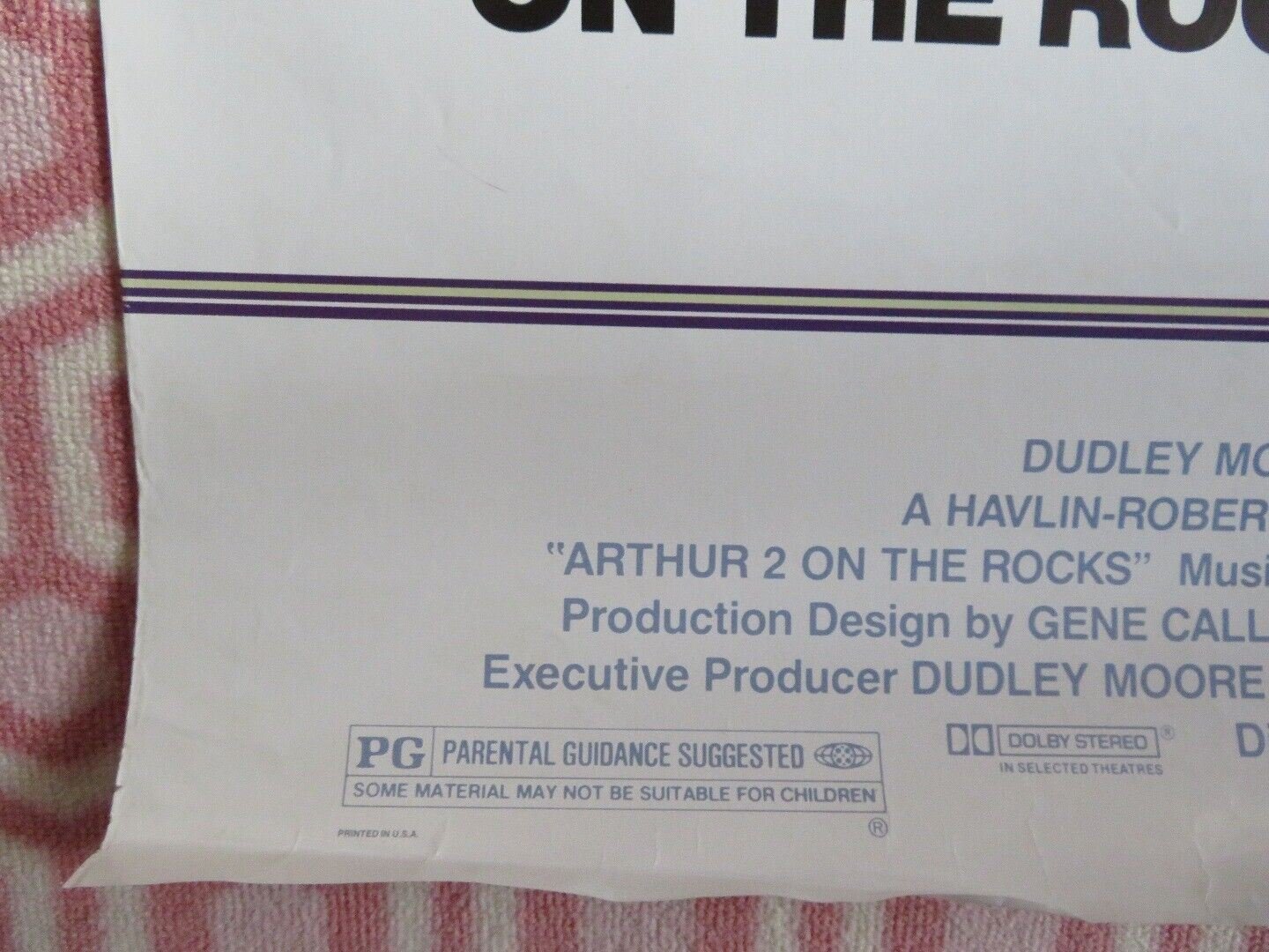 ARTHUR 2: ON THE ROCKS ONE SHEET ROLLED POSTER DUDLEY MOORE LIZA MINNELLI 1988