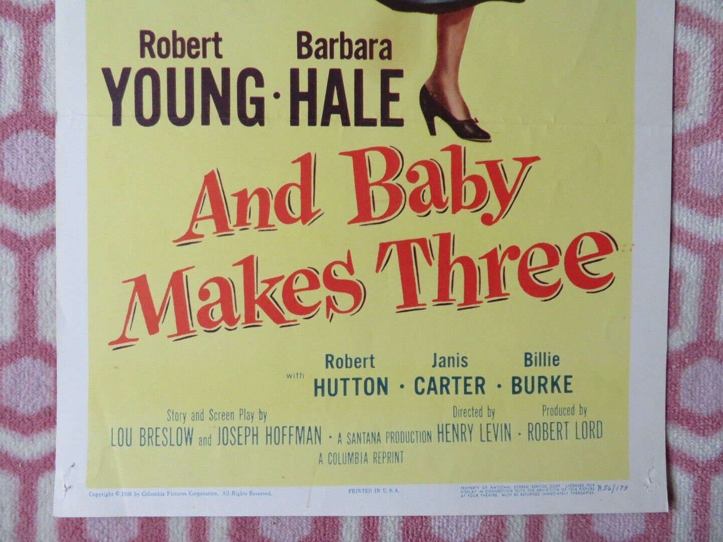 AND BABY MAKES THREE  US INSERT (14"x 36") POSTER ROBERT YOUNG 1956