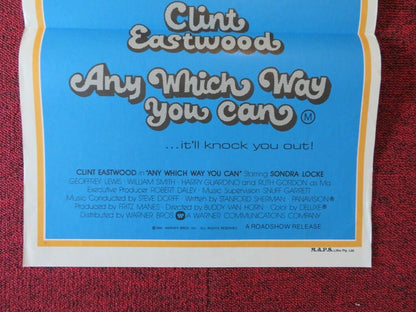 ANY WHICH WAY YOU CAN FOLDED AUSTRALIAN DAYBILL POSTER  Clint Eastwood 1980