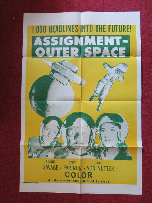 ASSIGNMENT OUTER SPACE  FOLDED US ONE SHEET POSTER RIK VAN NUTTER 1960