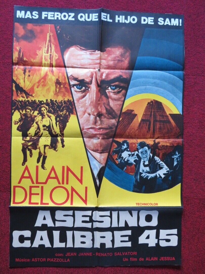 ASESINO CALIBRE45 / ARMAGUEDON ARGENTINA ONE SHEET POSTER ALAIN DELON JEAN YANNE