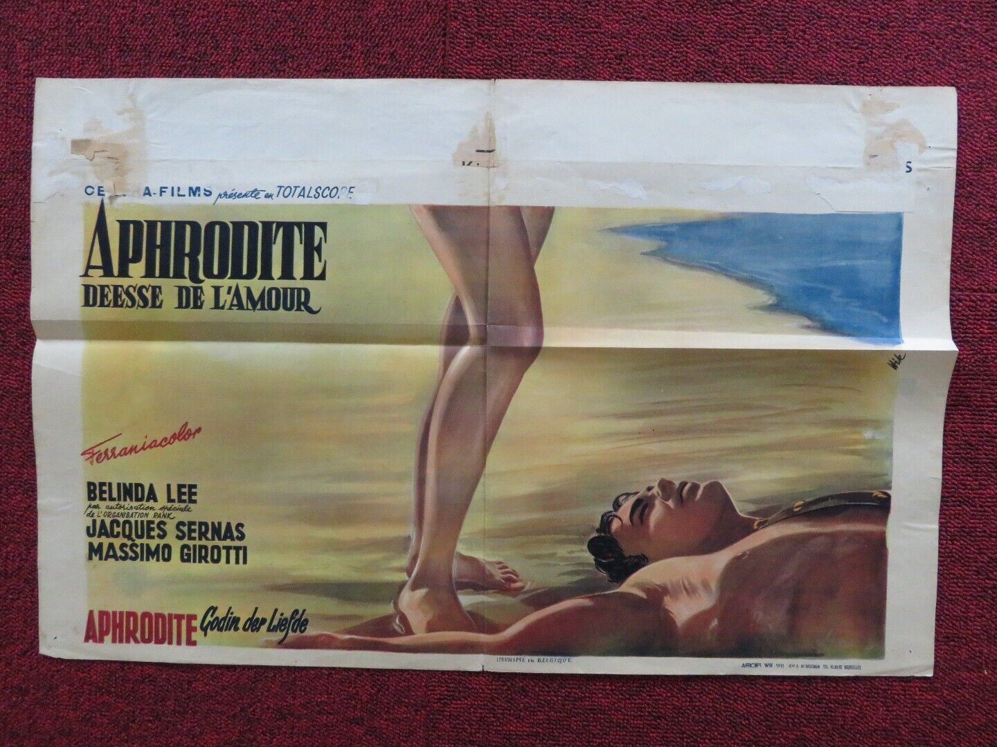 APHRODITE FOLDED BELGIUM (21.5"x 14") POSTER BELINDA LEE JACQUES SERNAS 1957