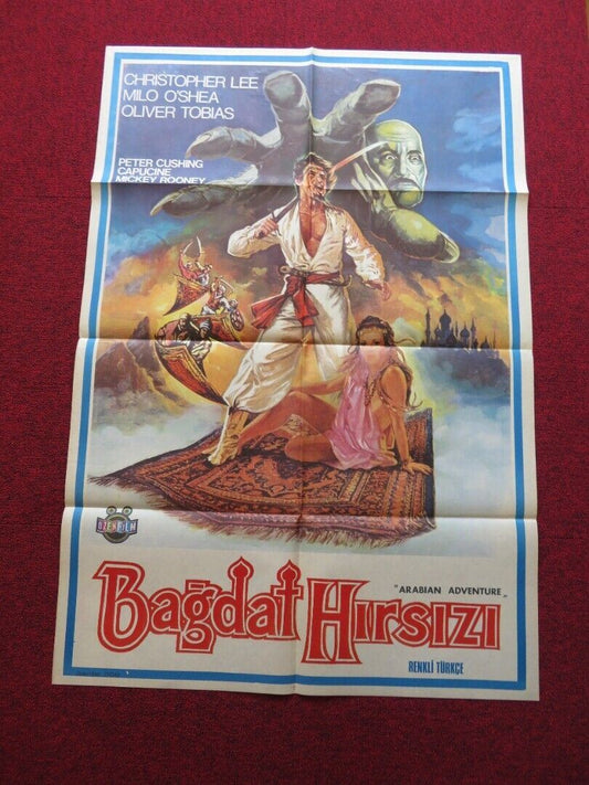 ARABIAN ADVENTURE FOLDED TURKISH ONE SHEET POSTER CHRISTOPHER LEE PETER CUSHING