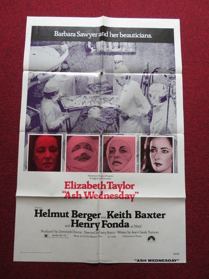 ASH WEDNESDAY FOLDED US ONE SHEET POSTER ELIZABETH TAYLOR HENRY FONDA 1973