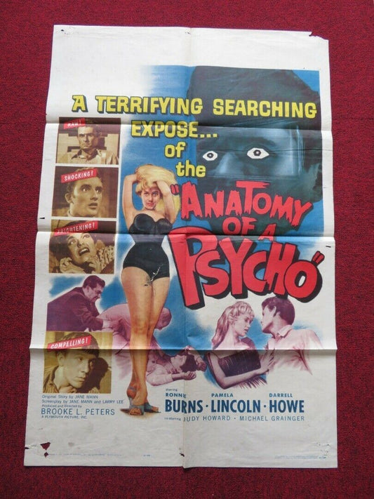 ANATOMY OF A PSYCHO FOLDED US ONE SHEET POSTER RONNIE BURNS PAMELA LINCOLN 1961