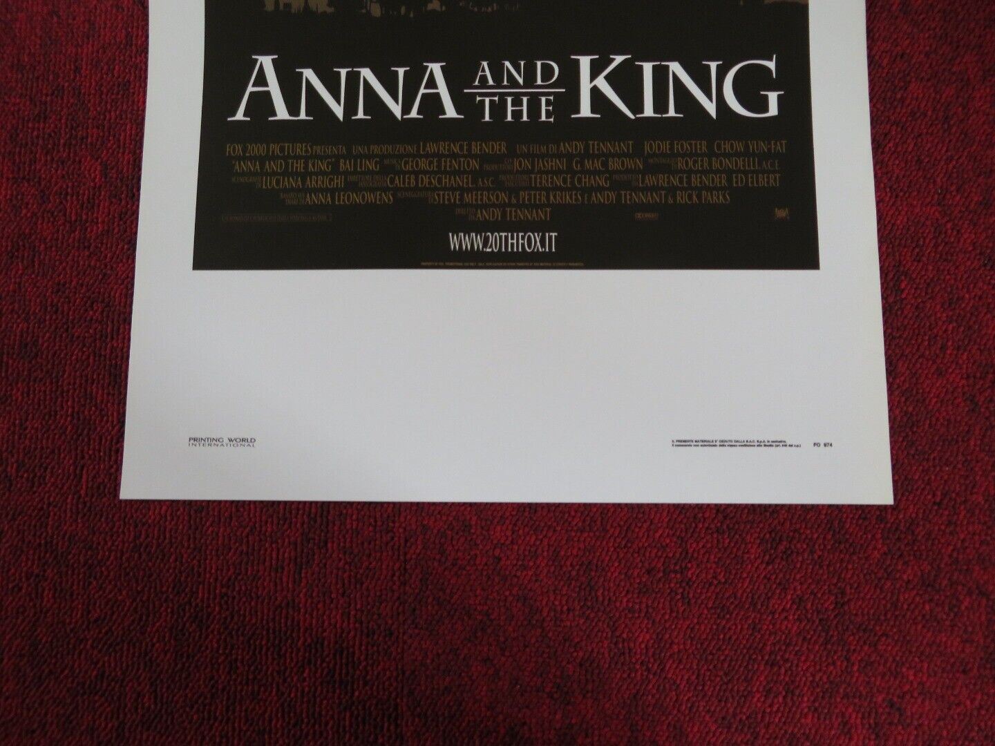 ANNA AND THE KING  ITALIAN LOCANDINA (27.5"x13") POSTER FREDDIE PRINZE,JR. 1999