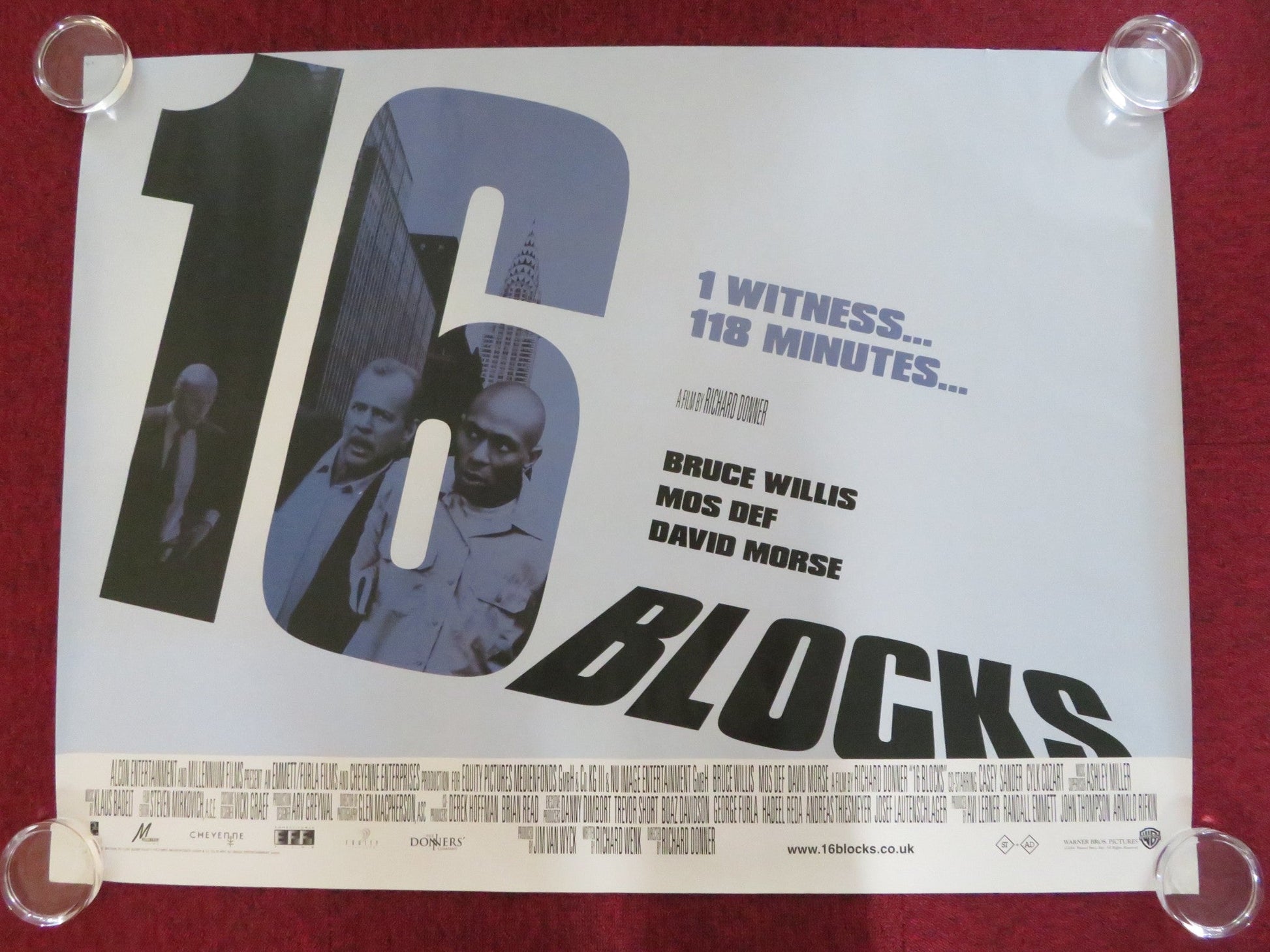 16 BLOCKS UK QUAD ROLLED POSTER BRUCE WILLIS YASIIN BEY 2006 - Rendezvous Cinema