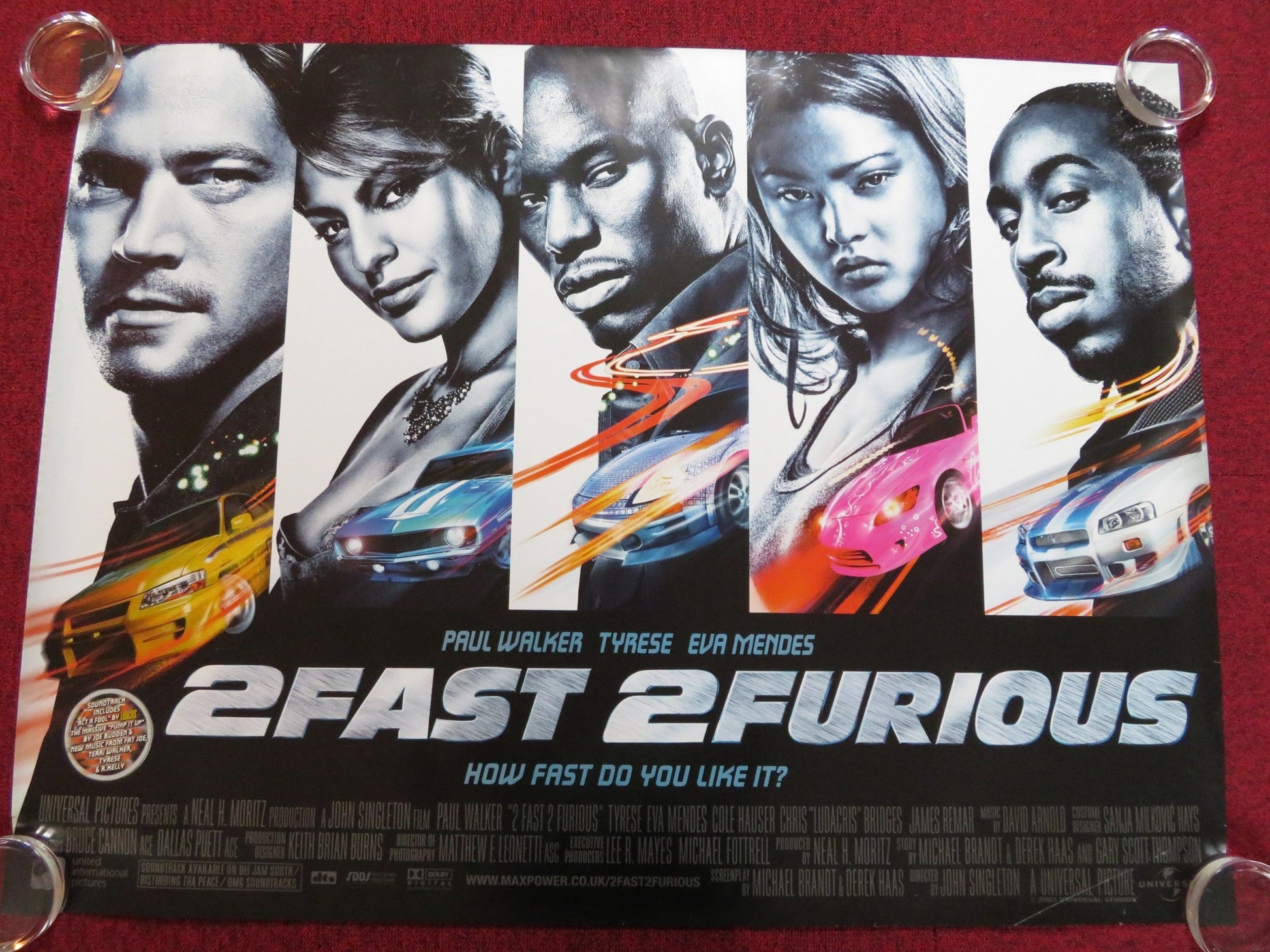 2 FAST 2 FURIOUS UK QUAD (30"x 40") ROLLED POSTER PAUL WALKER EVA MENDES 2003 - Rendezvous Cinema