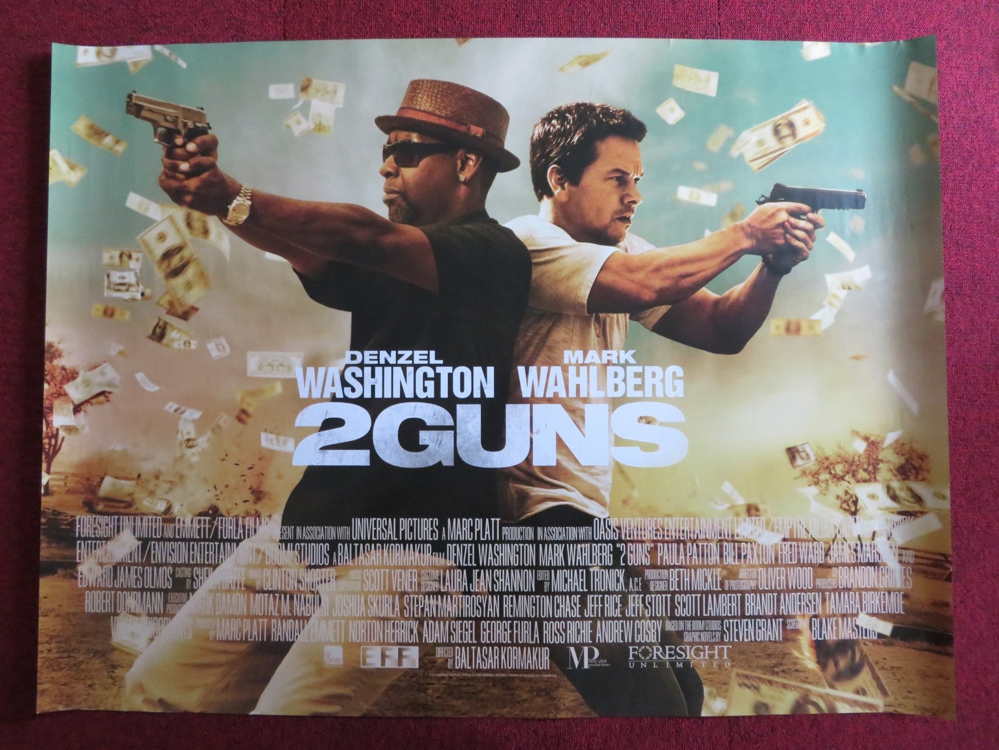 2 GUNS UK QUAD (30"x 40") ROLLED POSTER DENZEL WASHINGTON MARK WAHLBERG 2013 - Rendezvous Cinema