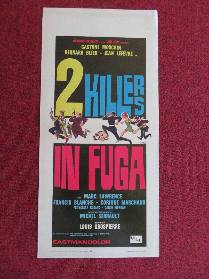 2 KILLERS IN FUGA ITALIAN LOCANDINA (27.5"x13") POSTER BERNARD BLIER 1968 - Rendezvous Cinema