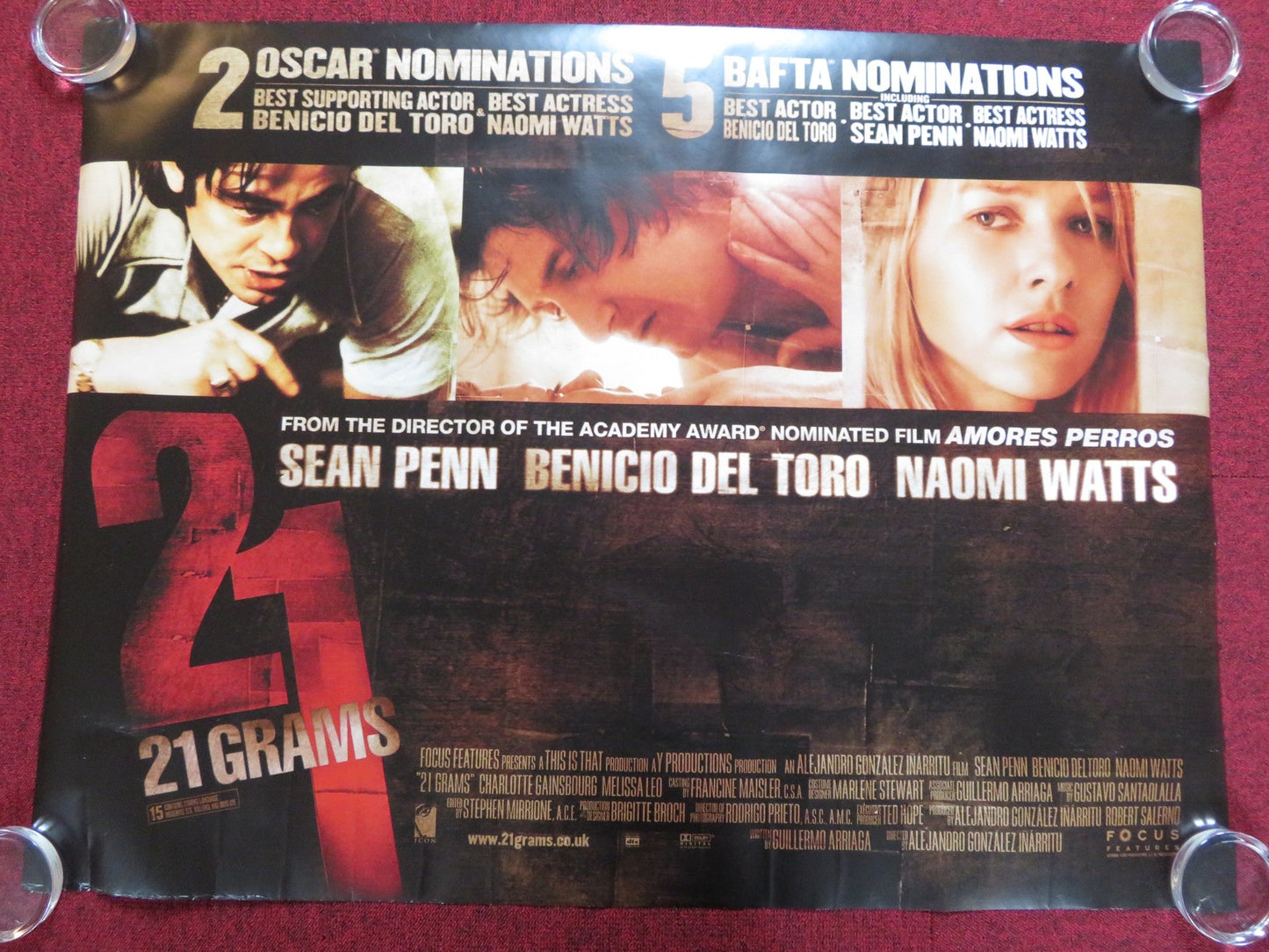 21 GRAMS UK QUAD (30"x 40") ROLLED POSTER SEAN PENN BENICIO DEL TORO 2003 - Rendezvous Cinema