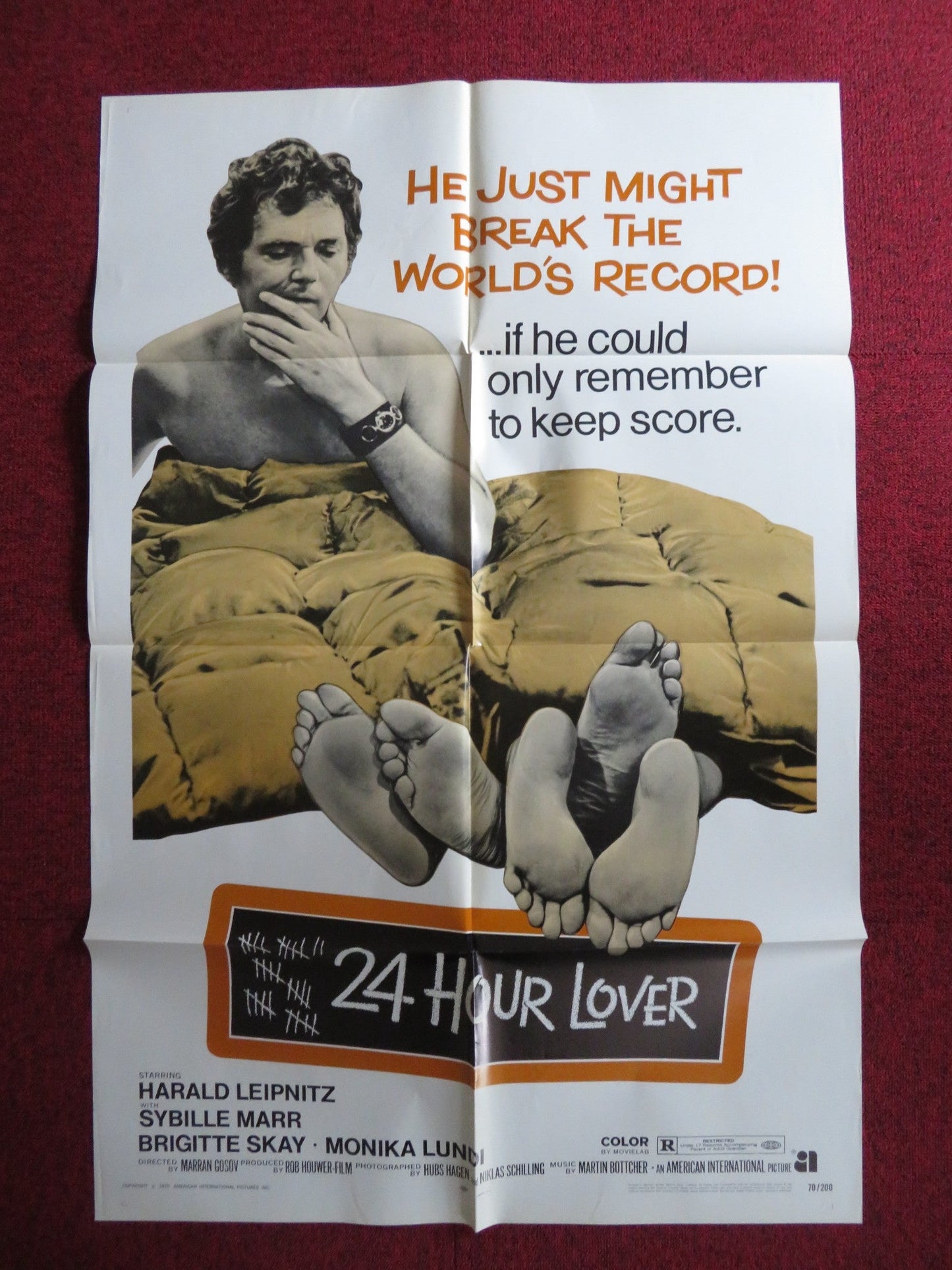 24 HOUR LOVER FOLDED US ONE SHEET POSTER HARALD LEIPNITZ SYBILLE MARR 1970 - Rendezvous Cinema