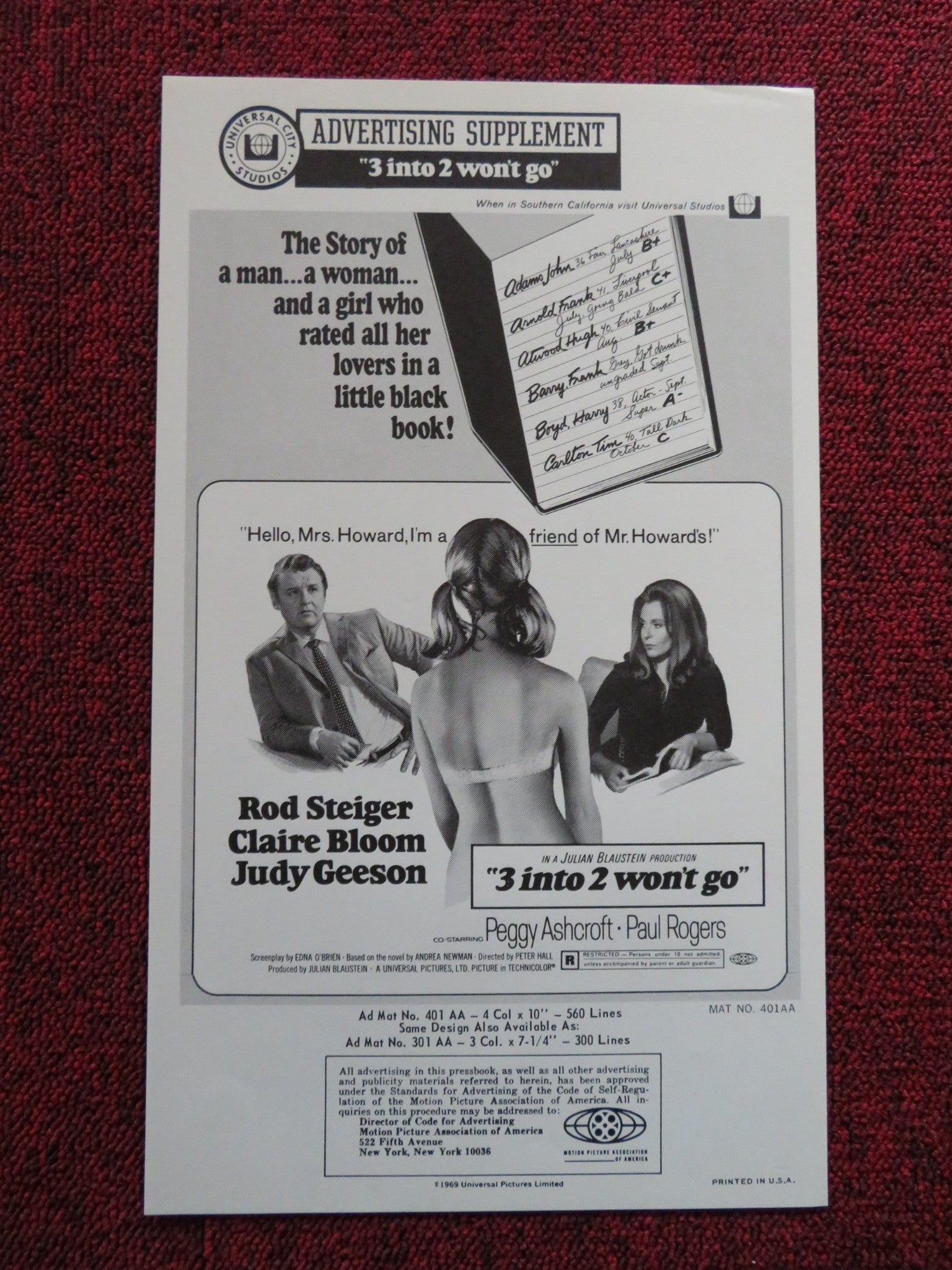 3 INTO 2 WON'T GO US PRESSBOOK AND SUPPLEMENTS - UNCUT R. STEIGER J. BRIDGES '69 - Rendezvous Cinema