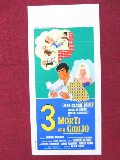 3 MORTI PER GIULIO ITALIAN LOCANDINA POSTER JEAN - CLAUDE BRIALY L. DE FUNES 1964 - Rendezvous Cinema