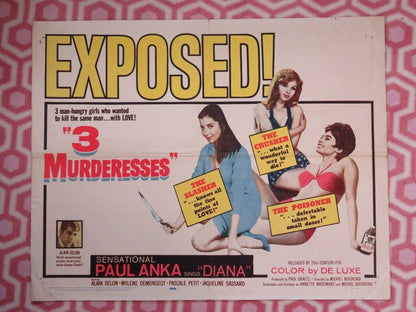 3 MURDERESSES US HALF SHEET (22"x 28") POSTER ALAIN DELON MYLENE DEMONGEOT 1959 - Rendezvous Cinema