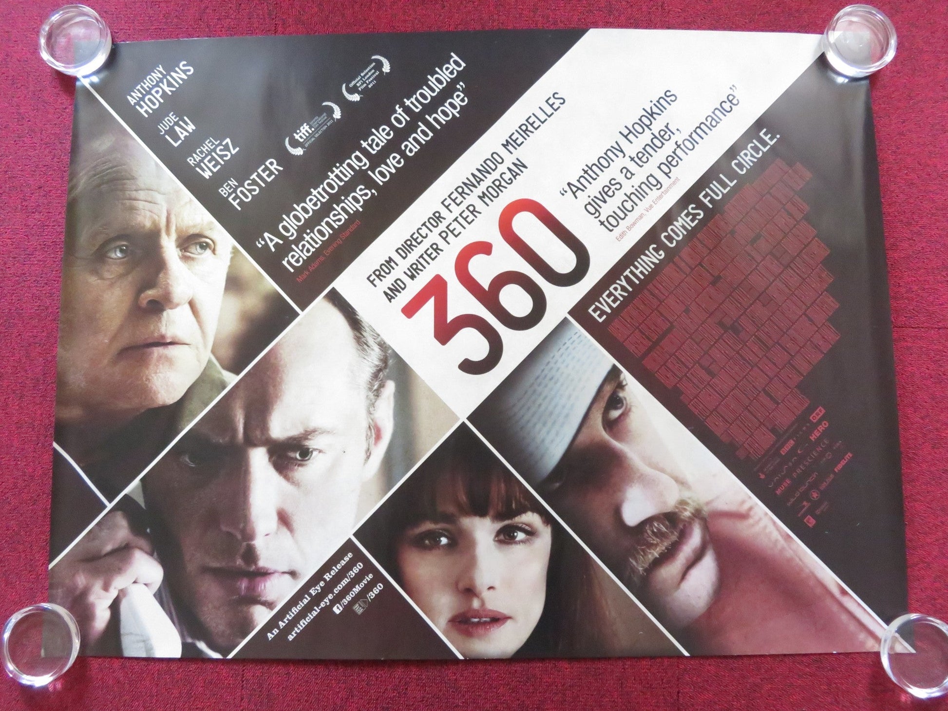 360 UK QUAD (30"x 40") ROLLED POSTER ANTHONY HOPKINS JUDE LAW 2011 - Rendezvous Cinema