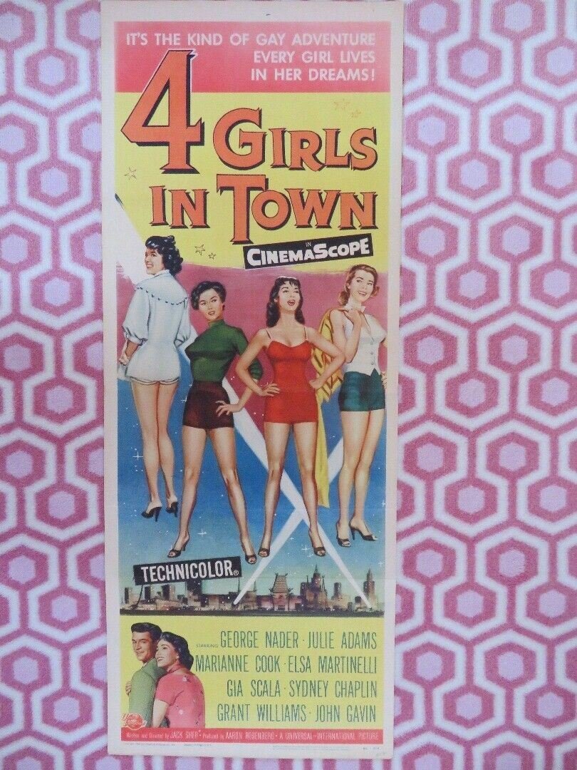 4 GIRLS IN TOWN US INSERT (14"x 36") POSTER GEORGE NADER JULIE ADAMS 1957 - Rendezvous Cinema