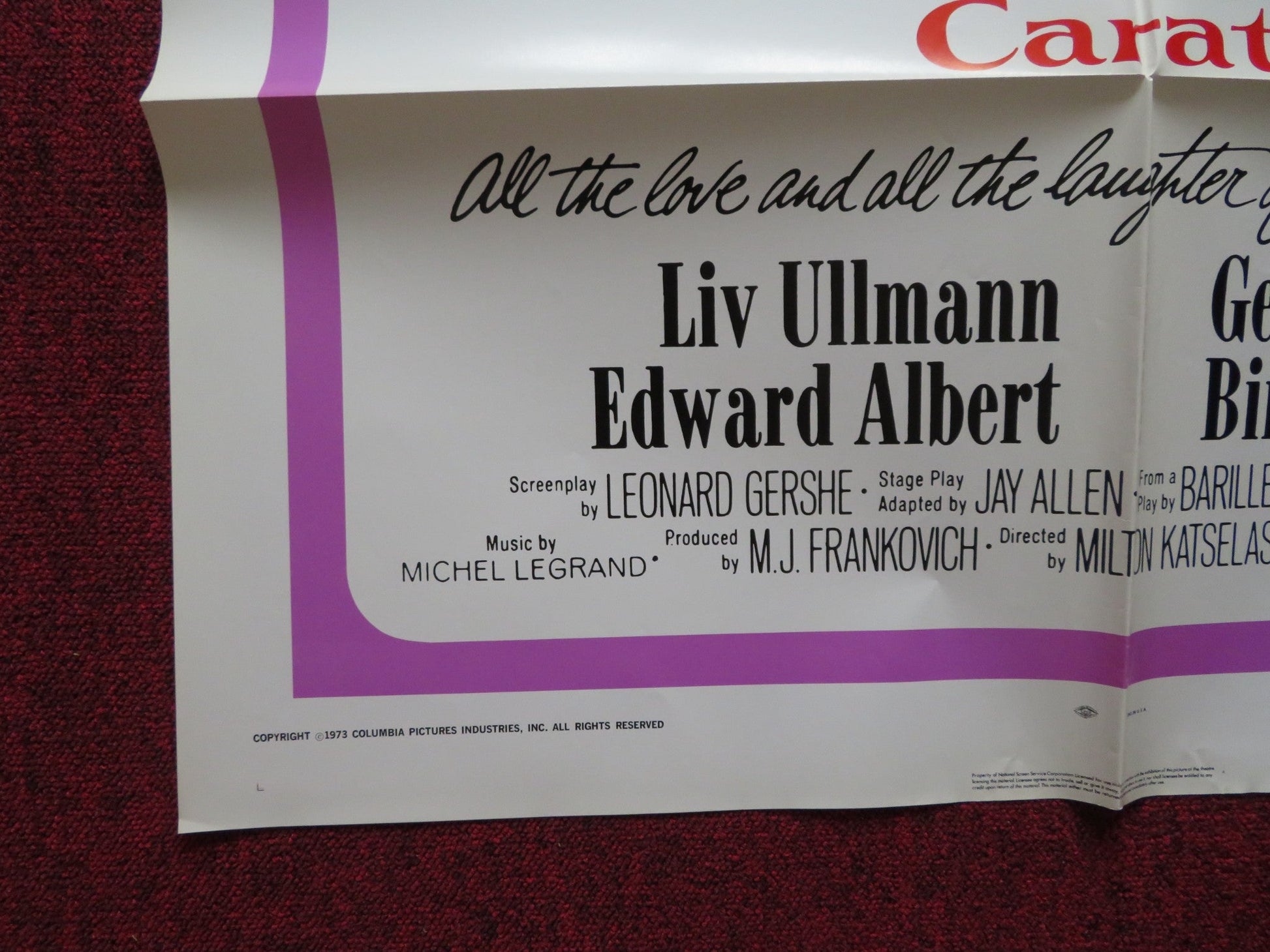 40 CARATS - STYLE B FOLDED US ONE SHEET POSTER LIV ULLMANN EDWARD ALBERT 1973 - Rendezvous Cinema