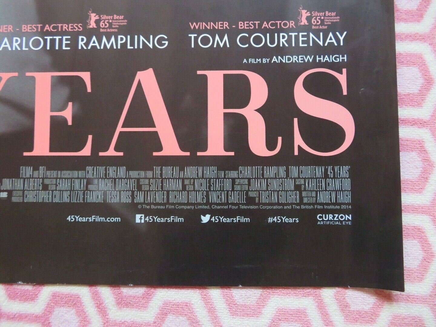 45 YEARS QUAD (30"x 40") ROLLED POSTER - B CHARLOTTE RAMLPING TOM COURTENAY 2015 - Rendezvous Cinema