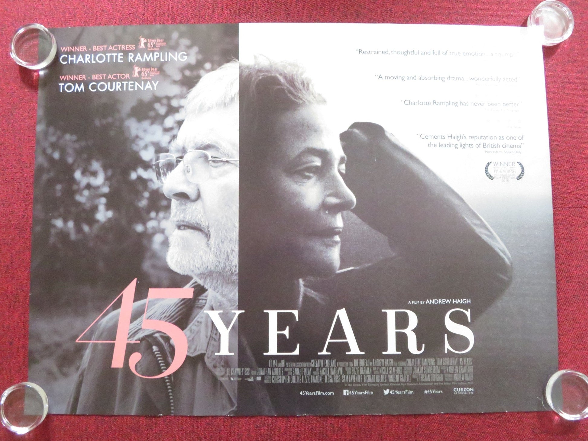 45 YEARS UK QUAD (30"x 40") ROLLED POSTER CHARLOTTE RAMPLING TOM COURTENAY 2015 - Rendezvous Cinema