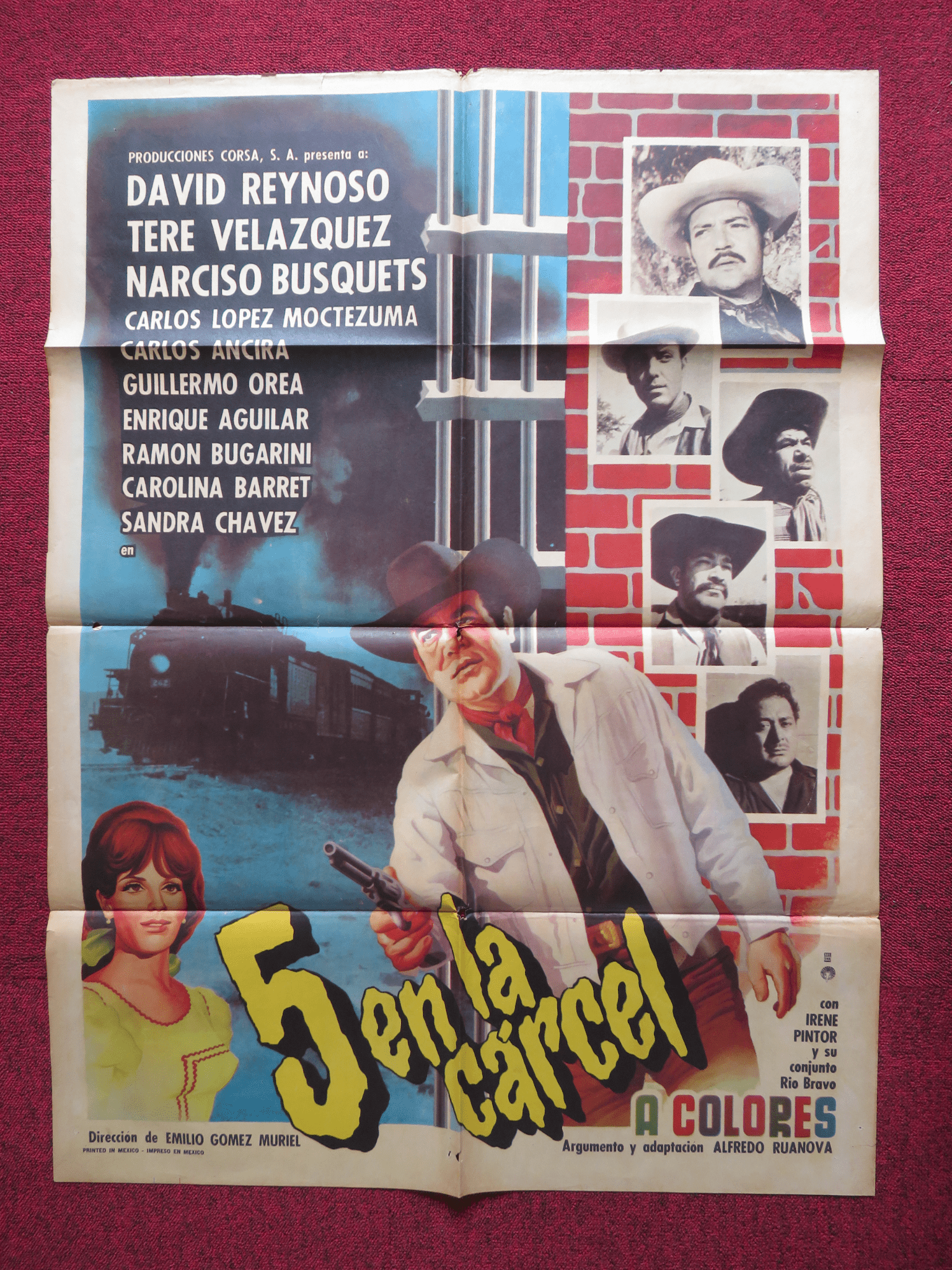 5 EN LA CARCEL FOLDED MEXICAN POSTER DAVID REYNOSO TERE VELAZQUEZ 1968 - Rendezvous Cinema