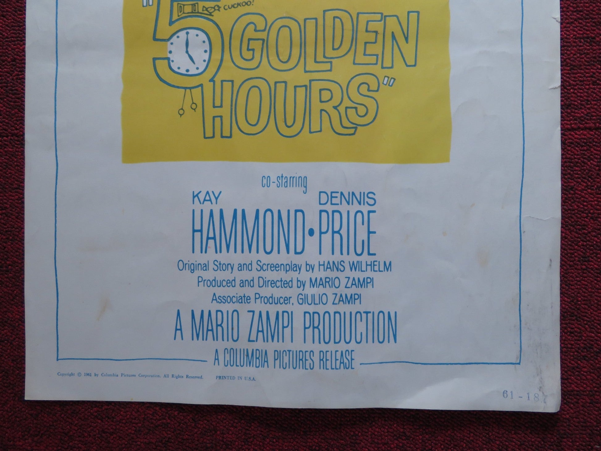 5 GOLDEN HOURS US INSERT (14"x 36") POSTER ERNIE KOVACS CYD CHARISSE 1961 - Rendezvous Cinema