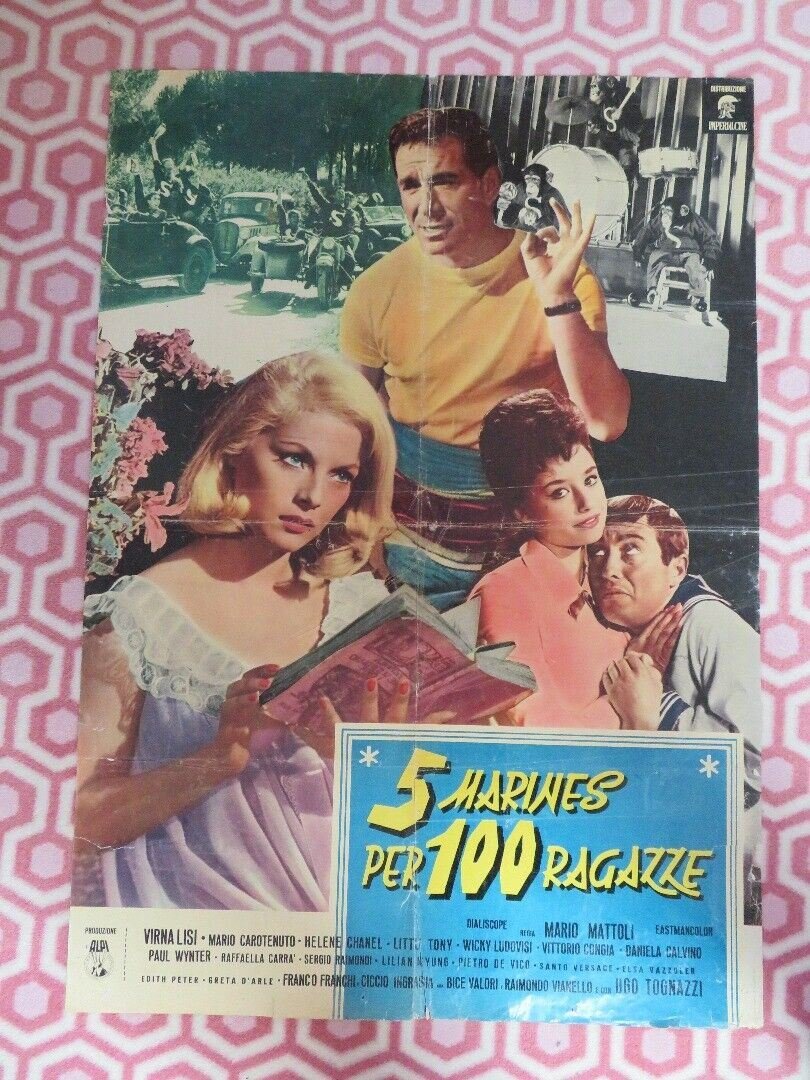 5 MARINES PER 100 RAGAZZE - B ITALIAN FOGLIO POSTER VIRNA LISI 1961 - Rendezvous Cinema