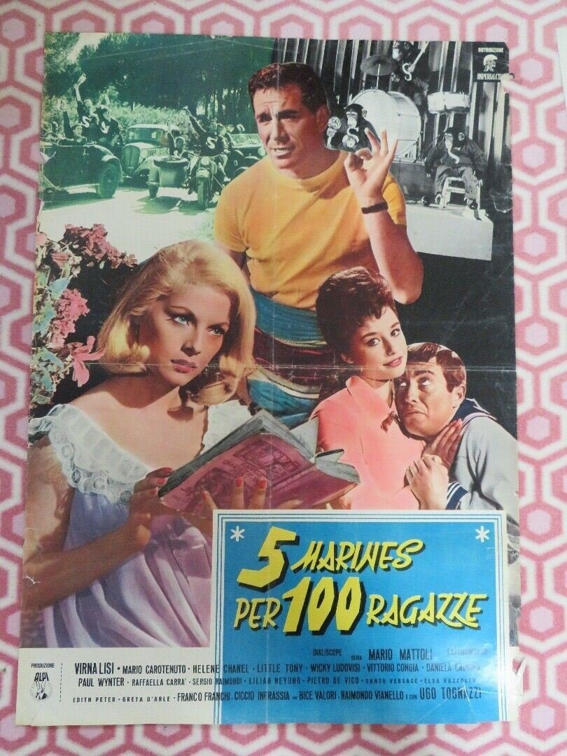 5 MARINES PER 100 RAGAZZE ITALIAN FOGLIO POSTER MARIO MATTOLI 1961 - Rendezvous Cinema