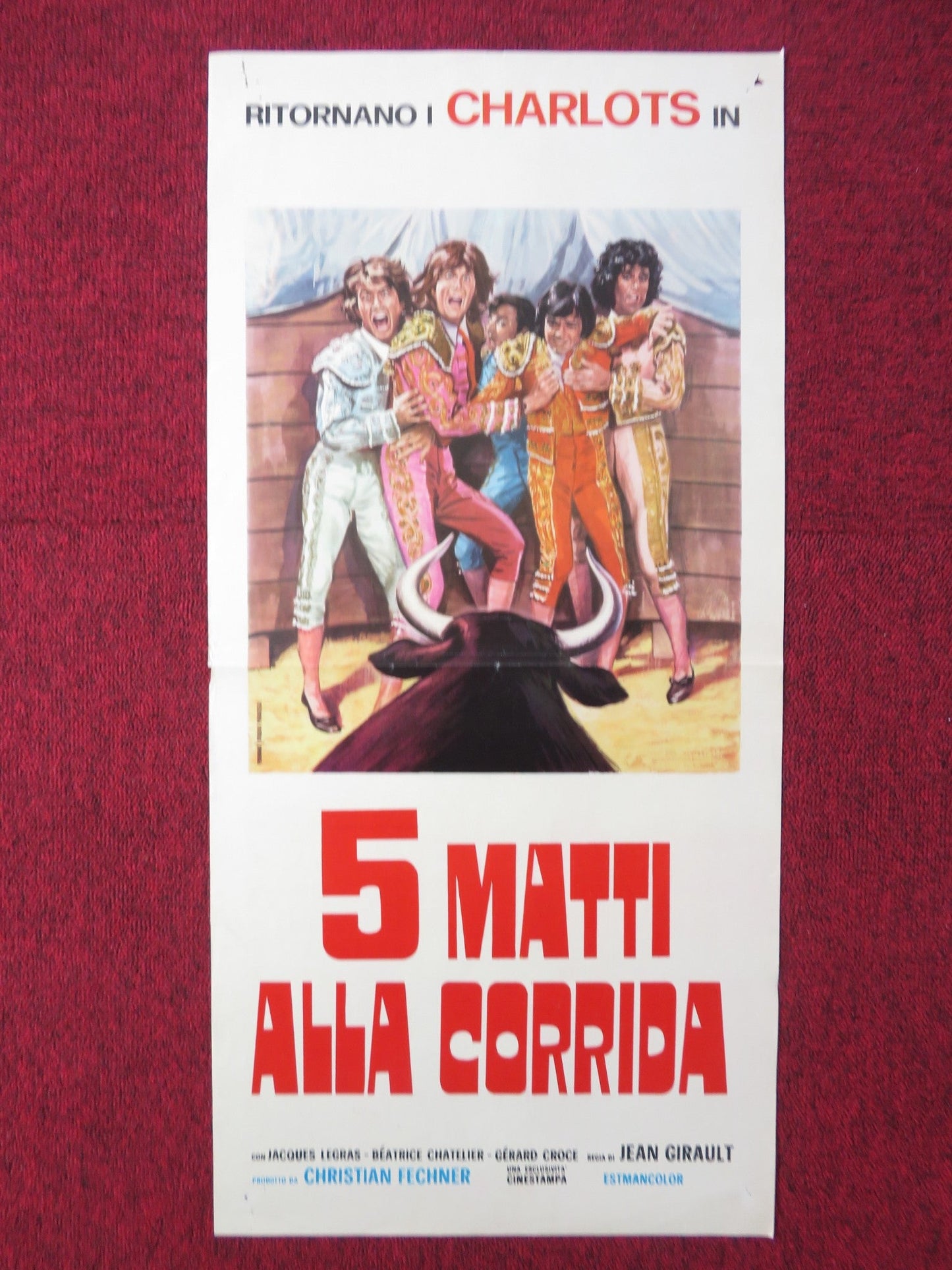 5 MATTI ALLA CORRIDA ITALIAN LOCANDINA POSTER JACQUES LEGRAS B. CHATELIER 1972 - Rendezvous Cinema