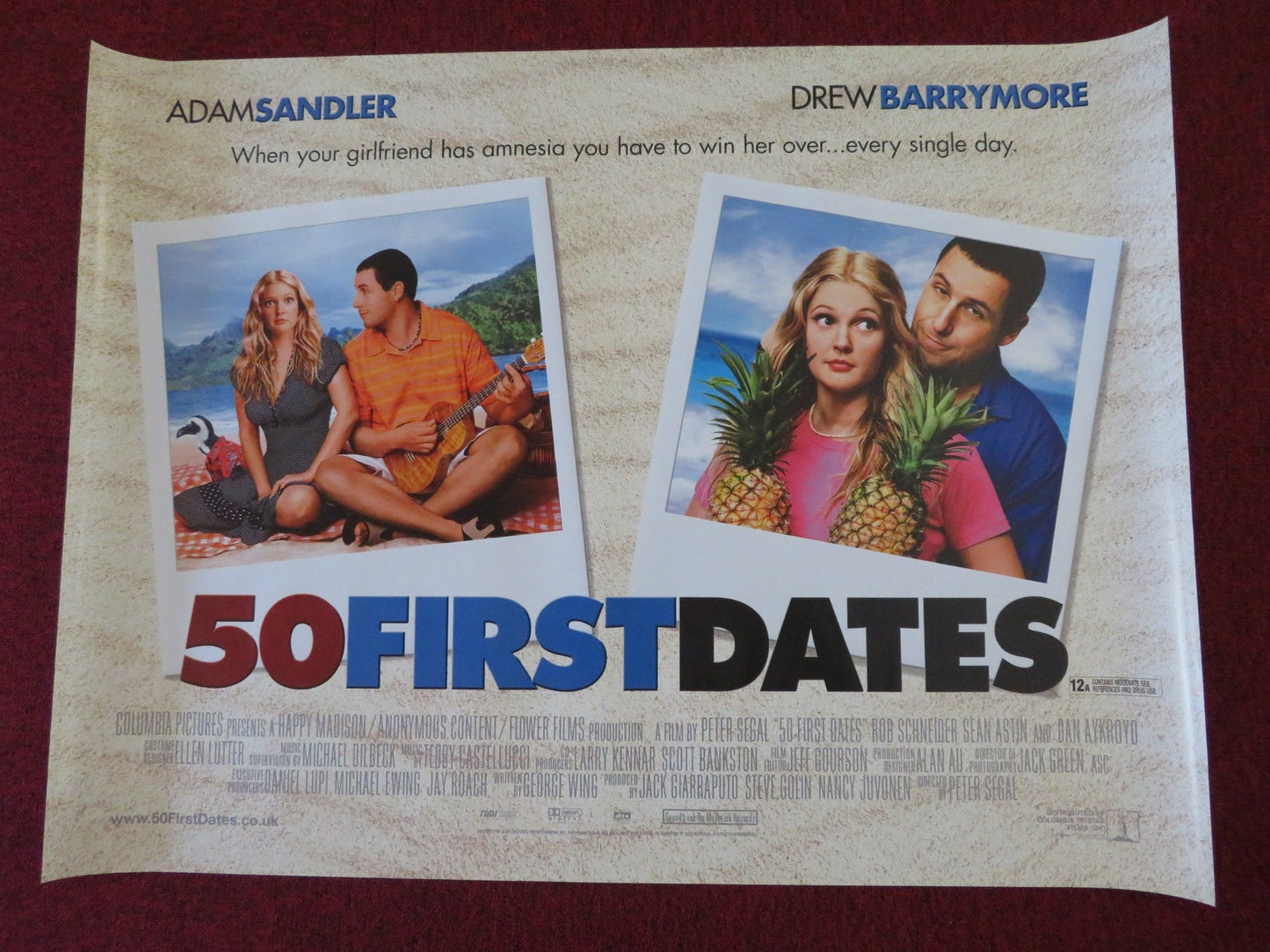 50 FIRST DATES UK QUAD (30"x 40") ROLLED POSTER ADAM SANDLER DREW BARRYMORE '04 - Rendezvous Cinema