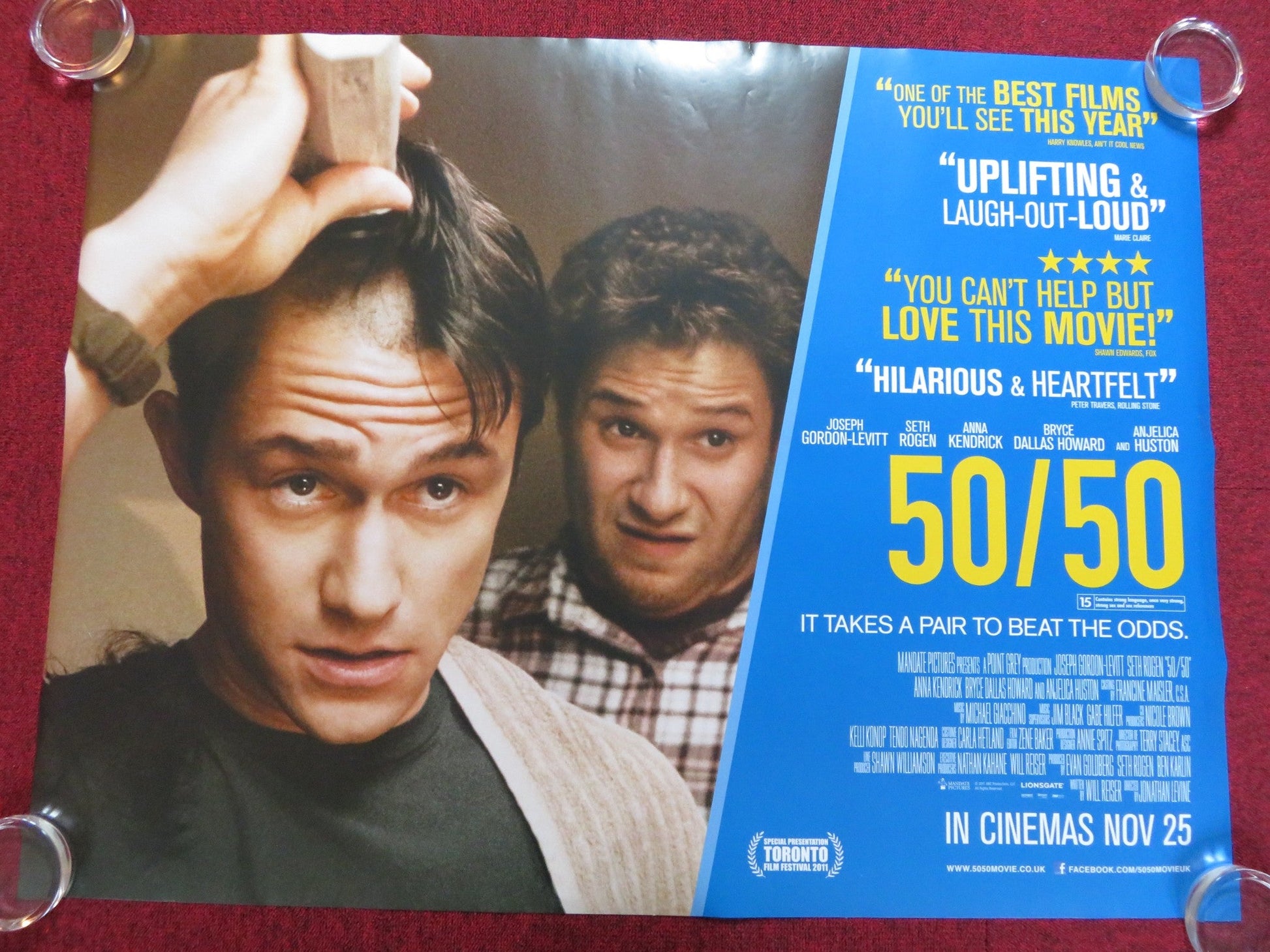 50/50 UK QUAD (30"x 40") ROLLED POSTER JOSEPH GORDON - LEVITT SETH ROGEN 2011 - Rendezvous Cinema