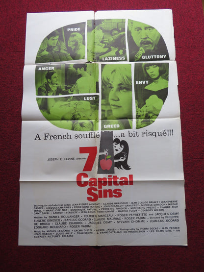 7 CAPITAL SINS FOLDED US ONE SHEET POSTER JEAN - PIERRE CASSEL 1962 - Rendezvous Cinema