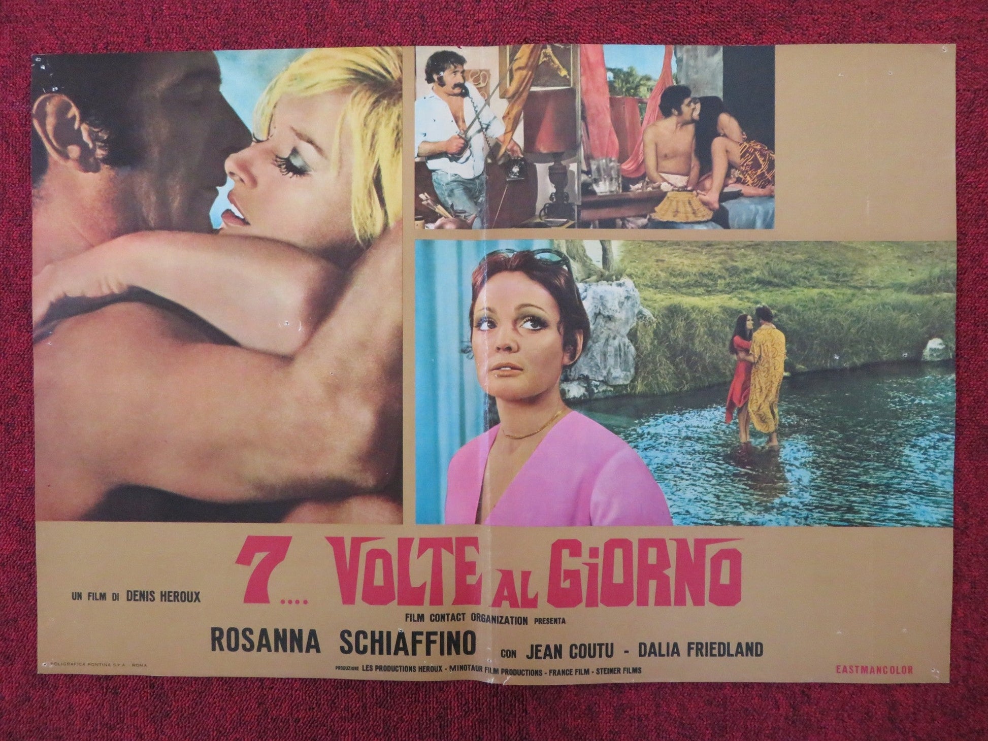 7 FOIS... PAR JOUR ITALIAN FOTOBUSTA POSTER DENIS HEROUX ROSANNA SCHIAFFINO 1971 - Rendezvous Cinema