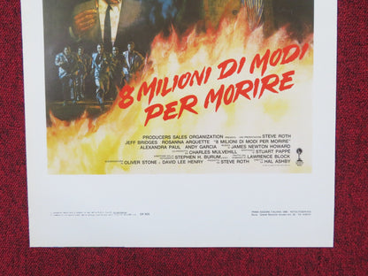 8 MILLION WAYS TO DIE ITALIAN LOCANDINA POSTER JEFF BRIDGES R. ARQUETTE 1986 - Rendezvous Cinema