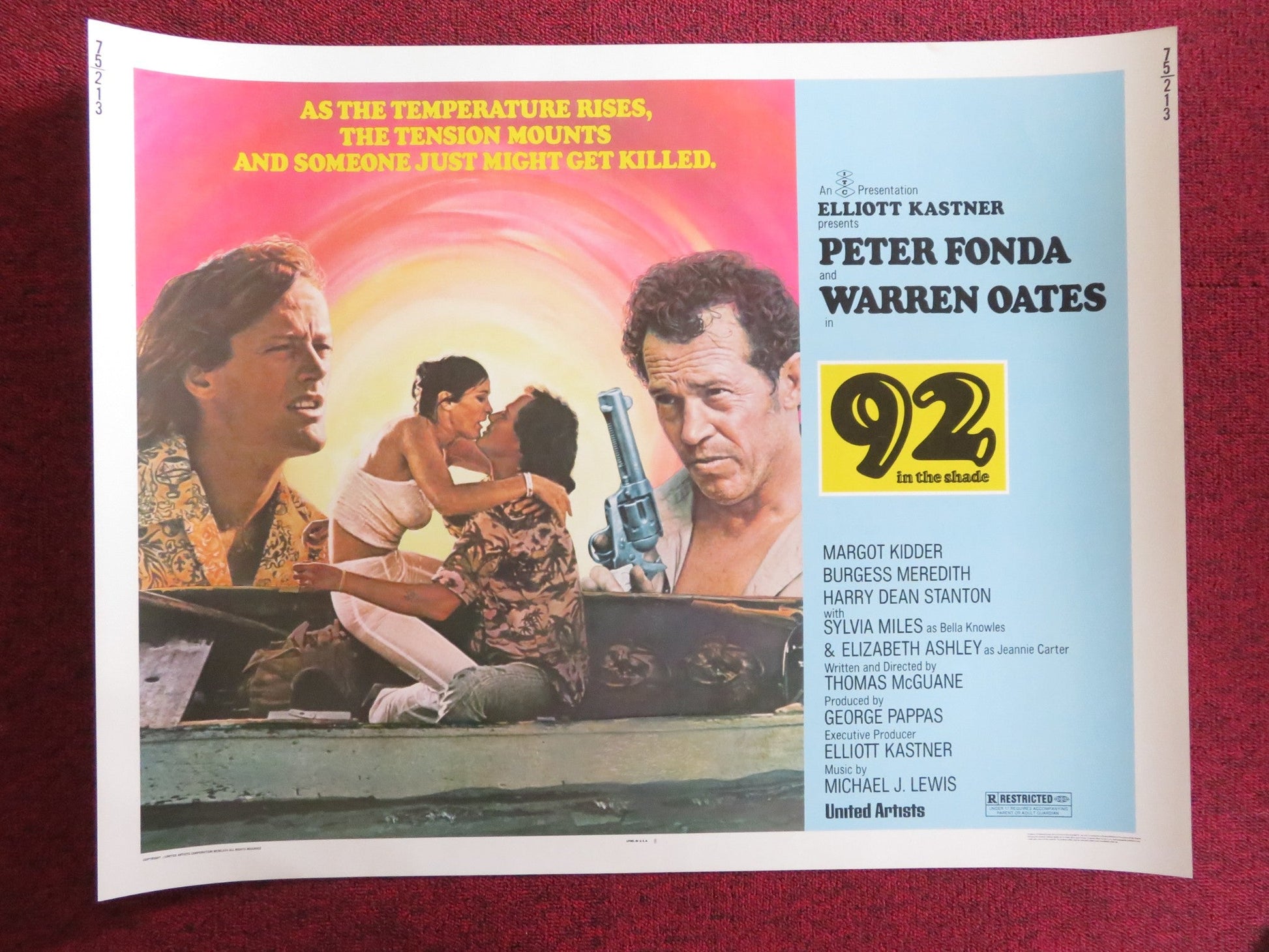 92 IN THE SHADE US HALF SHEET (22"x 28") POSTER PETER FONDA WARREN OATES 1975 - Rendezvous Cinema