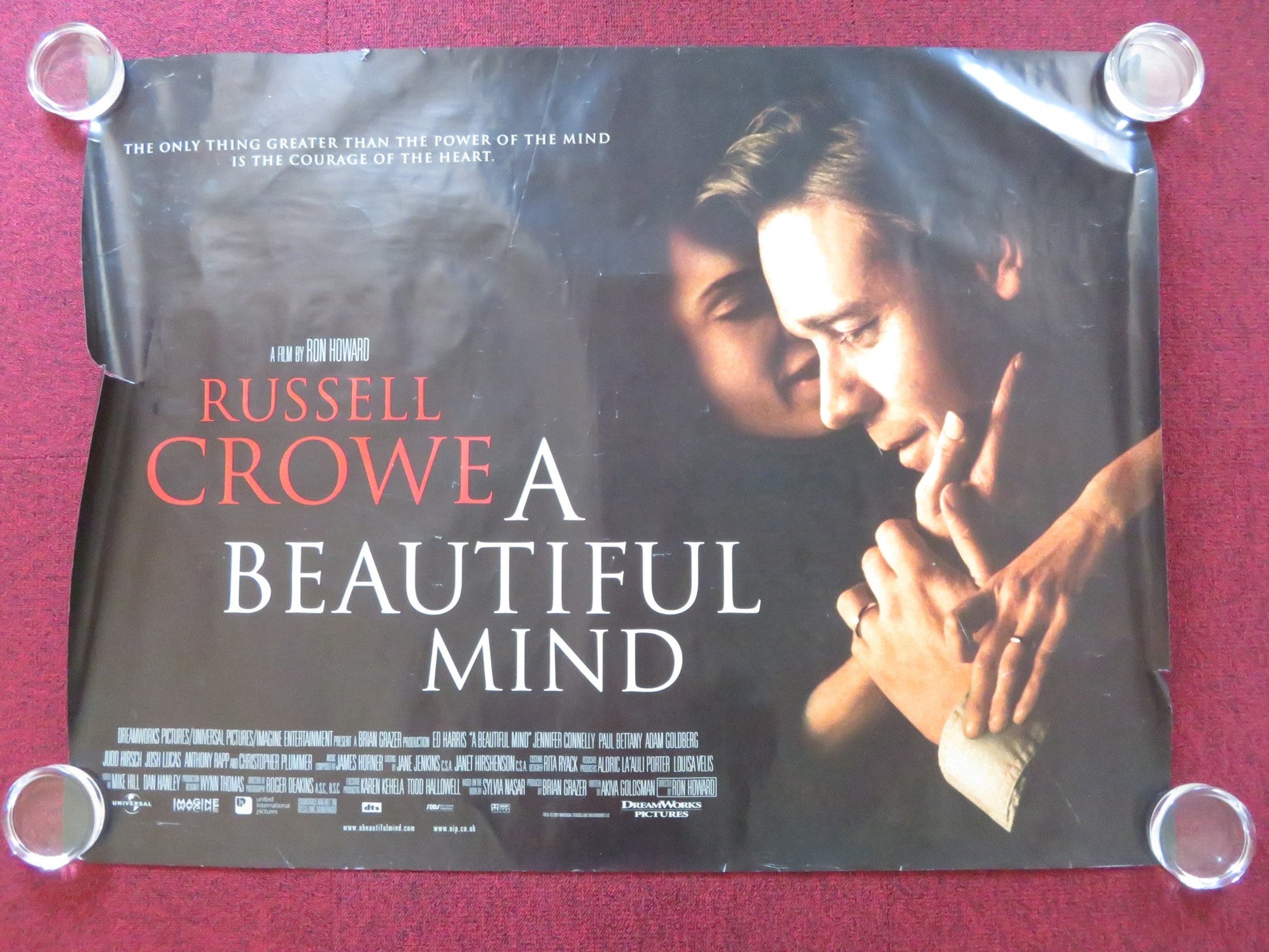 A BEAUTIFUL MIND UK QUAD (30"x 40") ROLLED POSTER RUSSELL CROWE ED HARRIS 2001 - Rendezvous Cinema