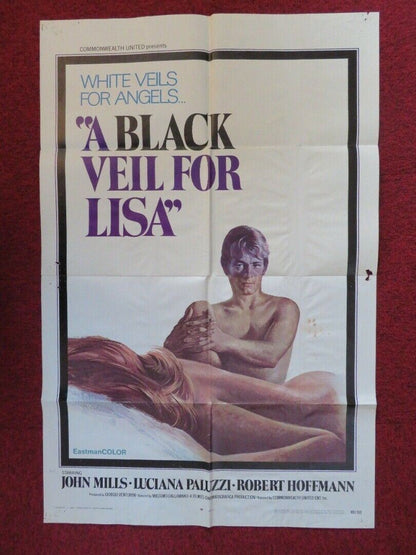 A BLACK VEIL FOR LISA FOLDED US ONE SHEET POSTER JOHN MILLS LUCIANA PAKUZZI 1969 - Rendezvous Cinema