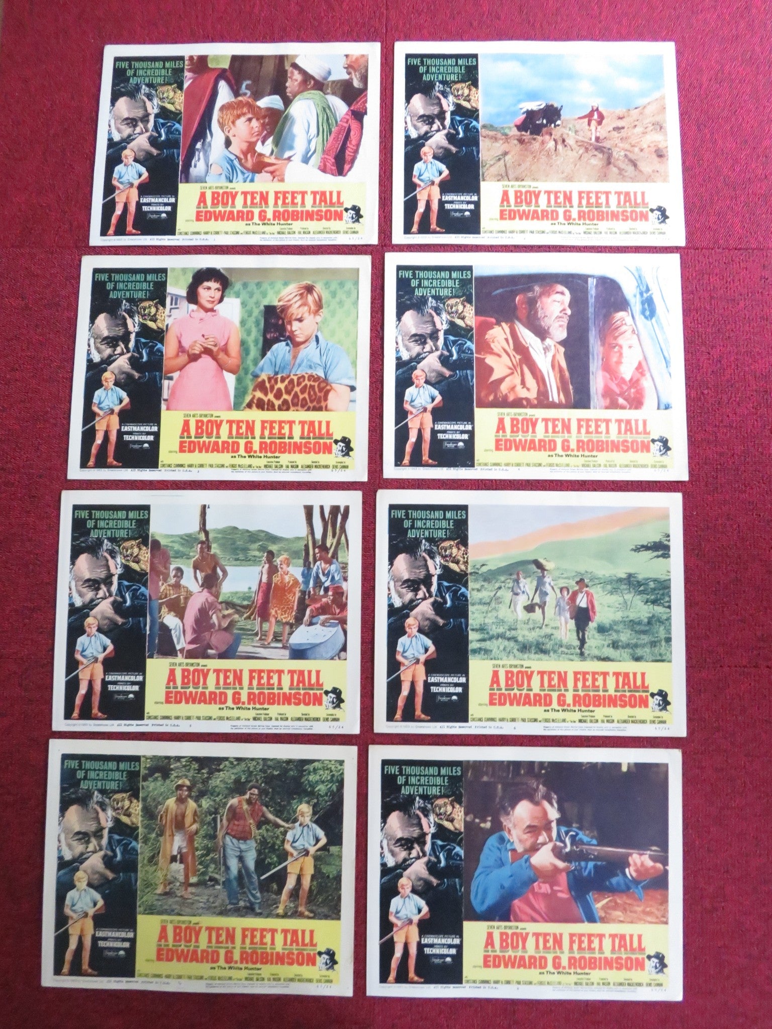 A BOY TEN FEET TALL US LOBBY CARD FULL SET EDWARD G. ROBINSON F. MCCLELLAND 1965 - Rendezvous Cinema