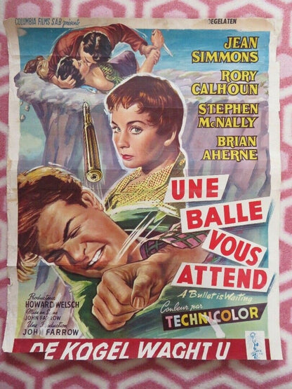 A BULLET IS WAITING BELGIUM (18"x 14.5) POSTER JEAN SIMMONS RORY CALHOUN 1954 - Rendezvous Cinema