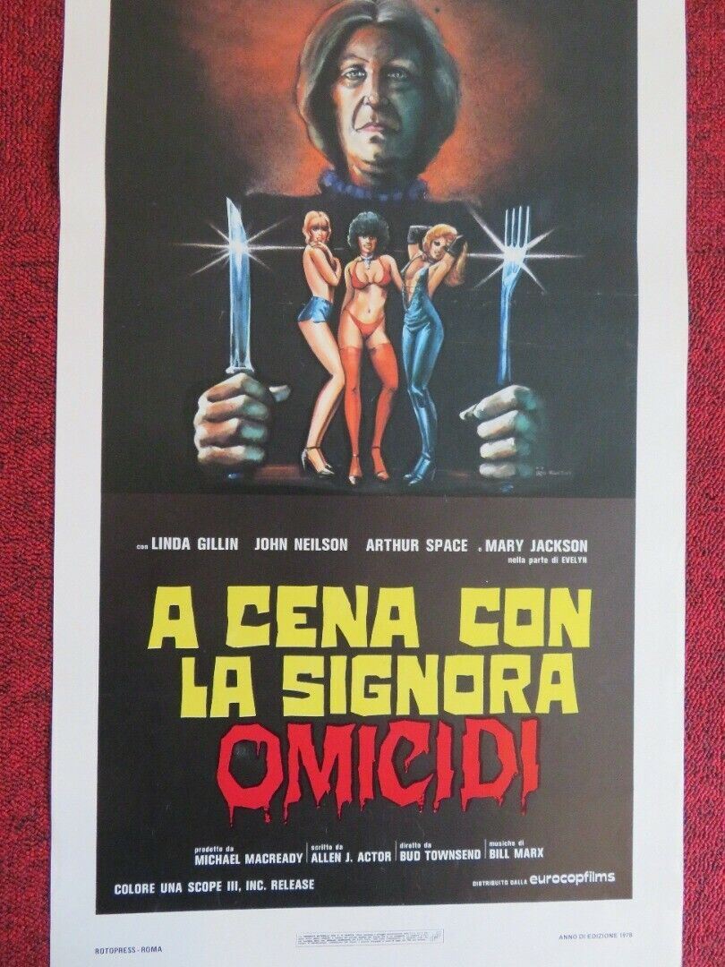 A CENA CON LA SIGNORA OMICIDI ITALIAN LOCANDINA (27.5"x13") POSTER 1978 - Rendezvous Cinema